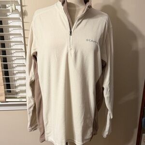 Columbia Men's Zip-Up Sweater in Cream and Tan Size Large